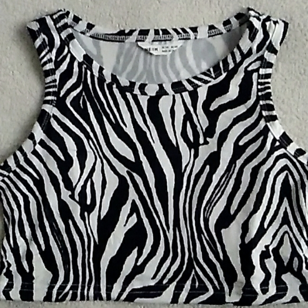 Shein kids/tween zebra print TANK CROP TOP